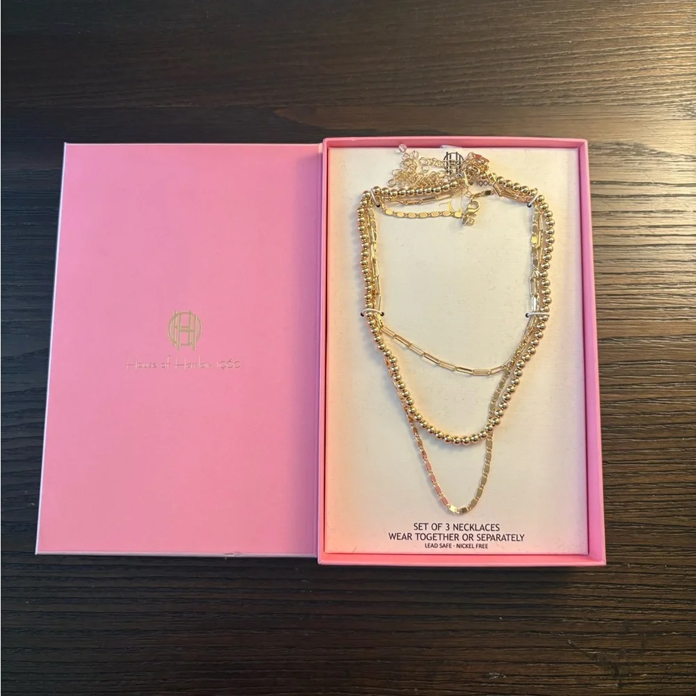 NEW House of Harlow 1960 Gold Layered Necklace Set